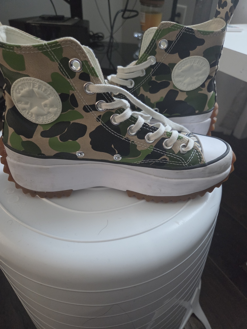 Converse Chuck Taylor All Star High Top Sneakers in Green Black Tan Camo